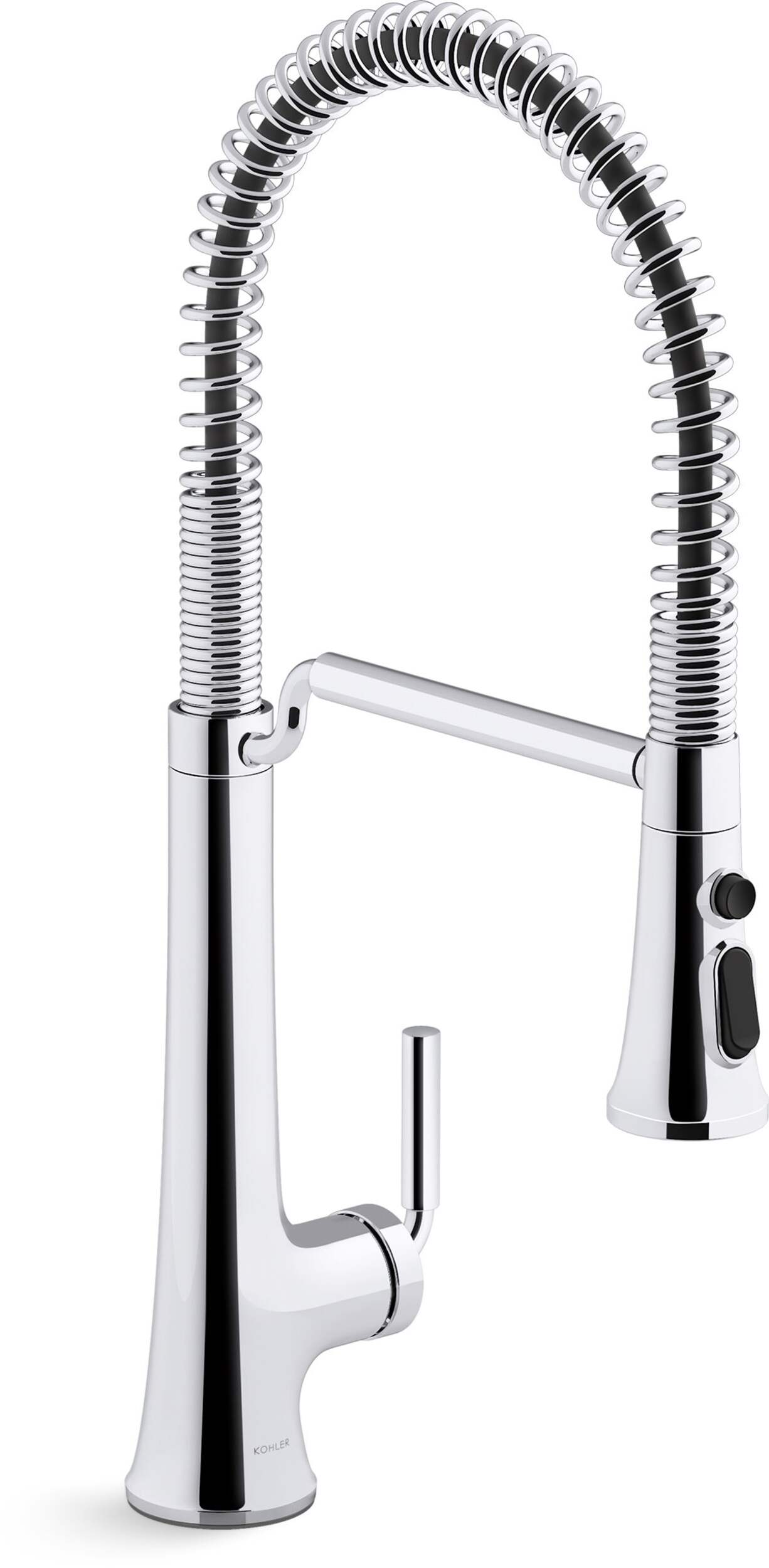 Robinet de cuisine semiprofessionnel rétractable à 1 poignée Kohler Tone<sup>MC</sup>, chrome poli Front_Three_Fourths_Angled_Right