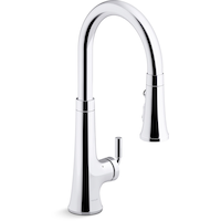 Kohler Tone™ Touchless Pull Down Single Handle Kitchen Sink Faucet, Polished Chrome Front_Three_Fourths_Angled_Right