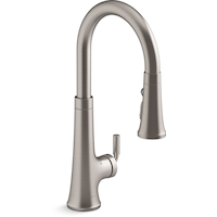 Kohler Tone™ Touchless Pull Down Single Handle Kitchen Sink Faucet, Vibrant Stainless Front_Three_Fourths_Angled_Right