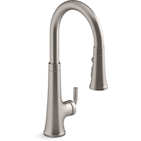 Kohler Tone™ Touchless Pull Down Kitchen Sink Faucet with KOHLER® Konnect, Vibrant Stainless Front_Three_Fourths_Angled_Right