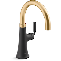 Kohler Tone™ Single Handle Bar Sink Faucet, Matte Black/ModerneBrass Front_Three_Fourths_Angled_Right