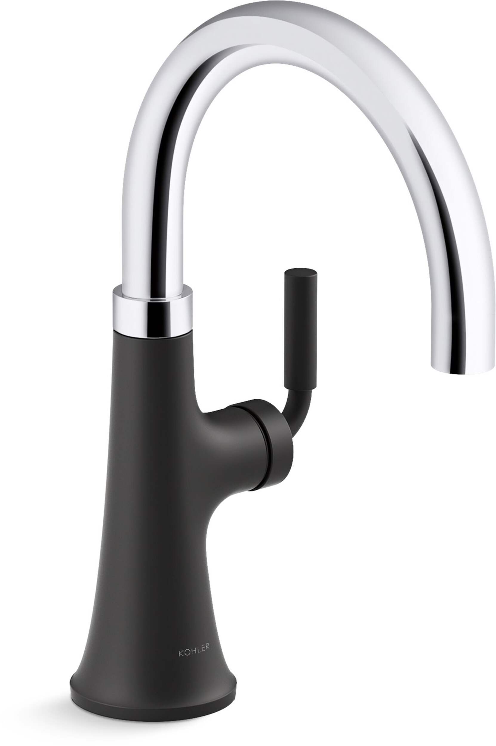 Kohler Tone™ Single Handle Bar Sink Faucet, Polished Chrome/Matte Black Front_Three_Fourths_Angled_Right