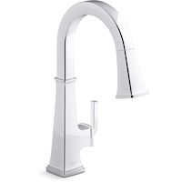 Kohler Riff™ Pull Down Single Handle Kitchen Faucet, Polished Chrome Front_Three_Fourths_Angled_Right