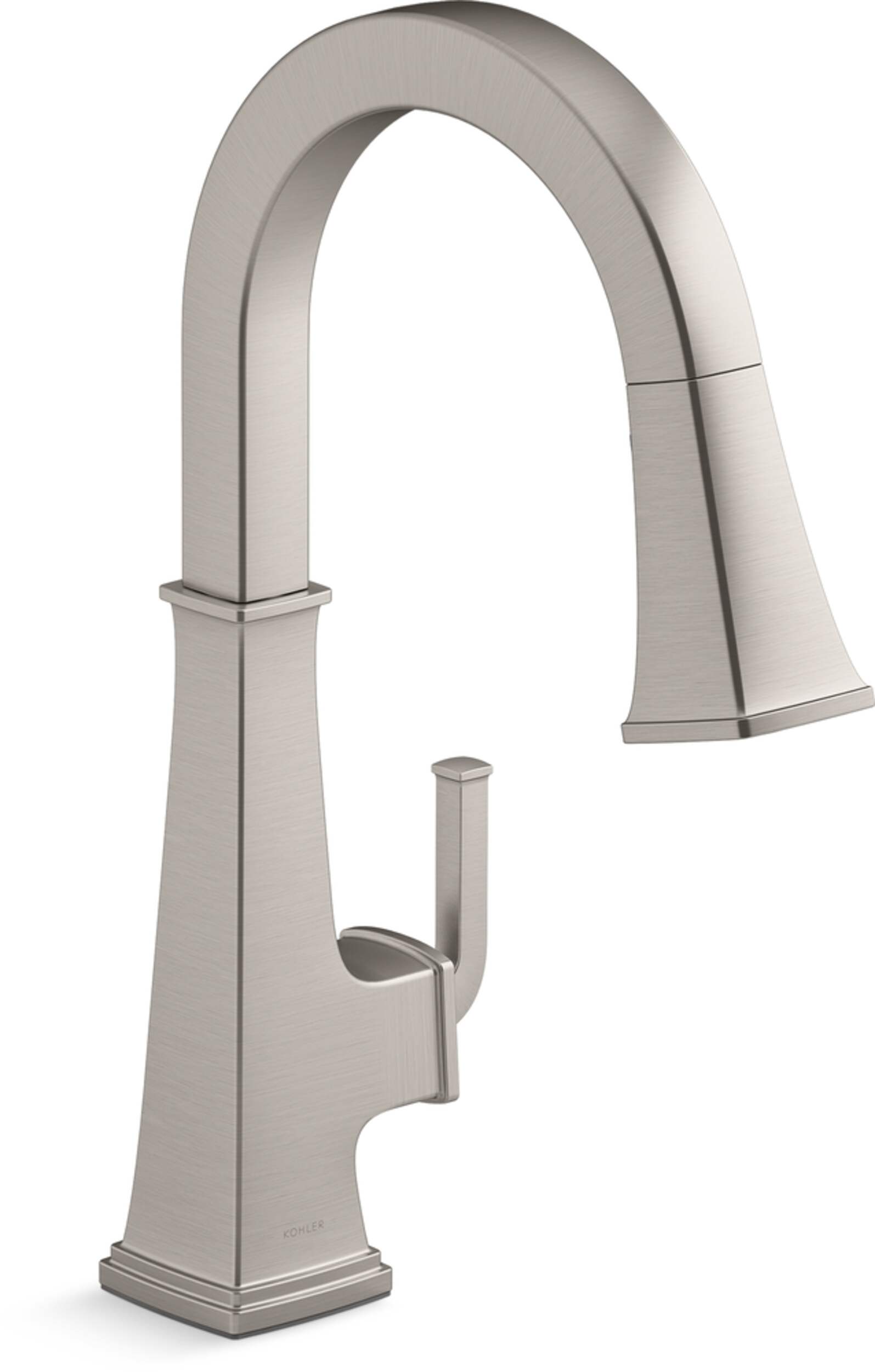 Kohler Riff™ Pull Down Single Handle Kitchen Faucet, Vibrant Stainless Front_Three_Fourths_Angled_Right