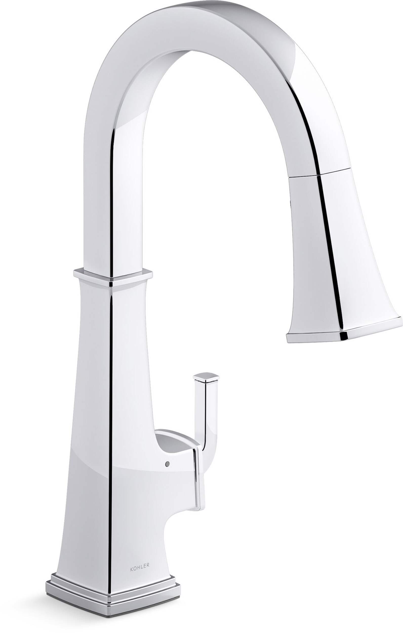 Kohler Riff™ Touchless Pull Down Kitchen Sink Faucet with KOHLER® Konnect, Polished Chrome Front_Three_Fourths_Angled_Right