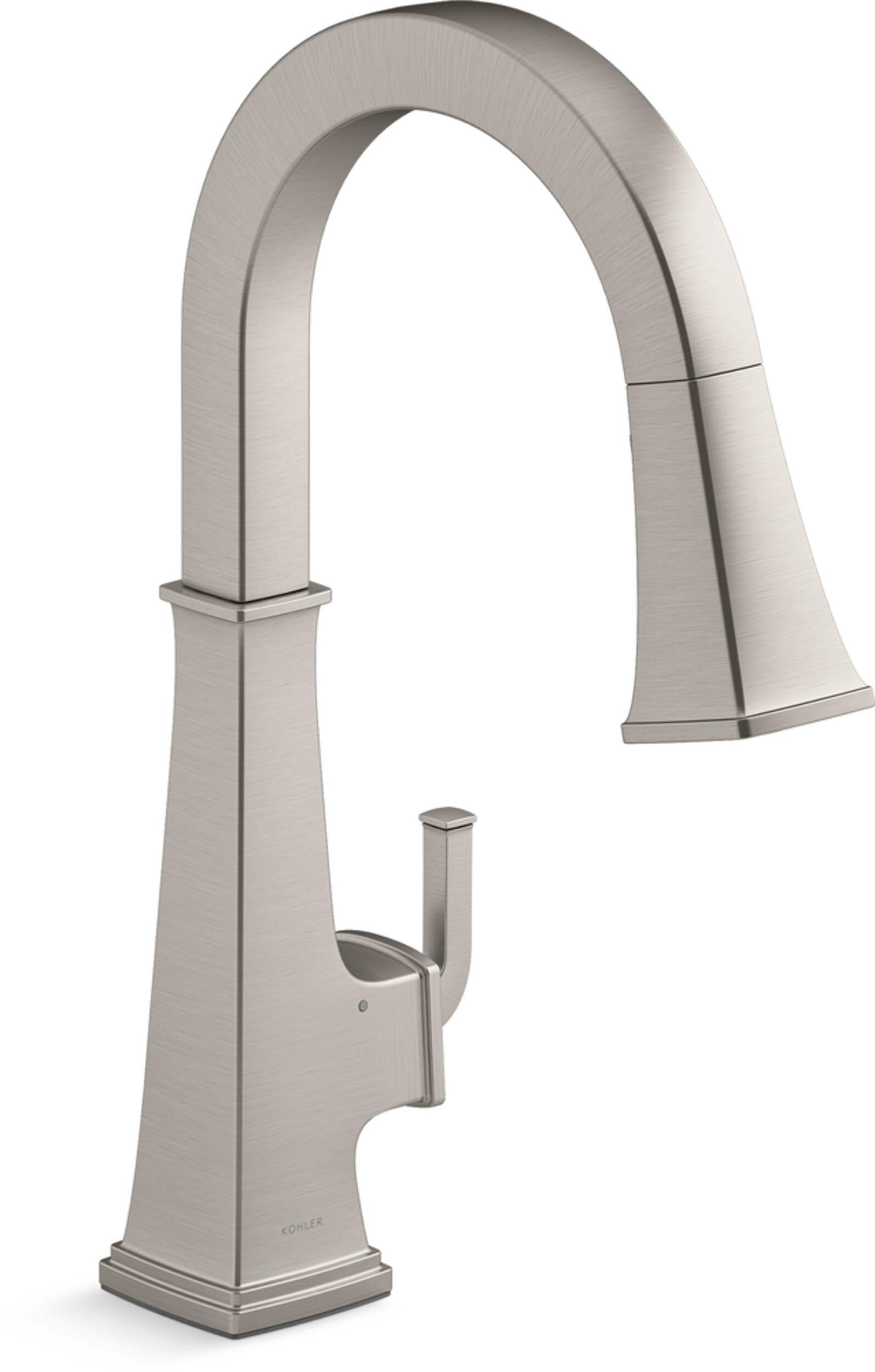 Kohler Riff™ Touchless Pull Down Kitchen Sink Faucet with KOHLER® Konnect, Vibrant Stainless Front_Three_Fourths_Angled_Right