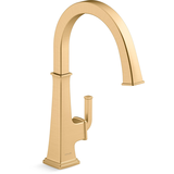 Kohler Riff™ Single Handle Bar Sink Faucet, Vibrant Brushed Moderne Brass Front_Three_Fourths_Angled_Right