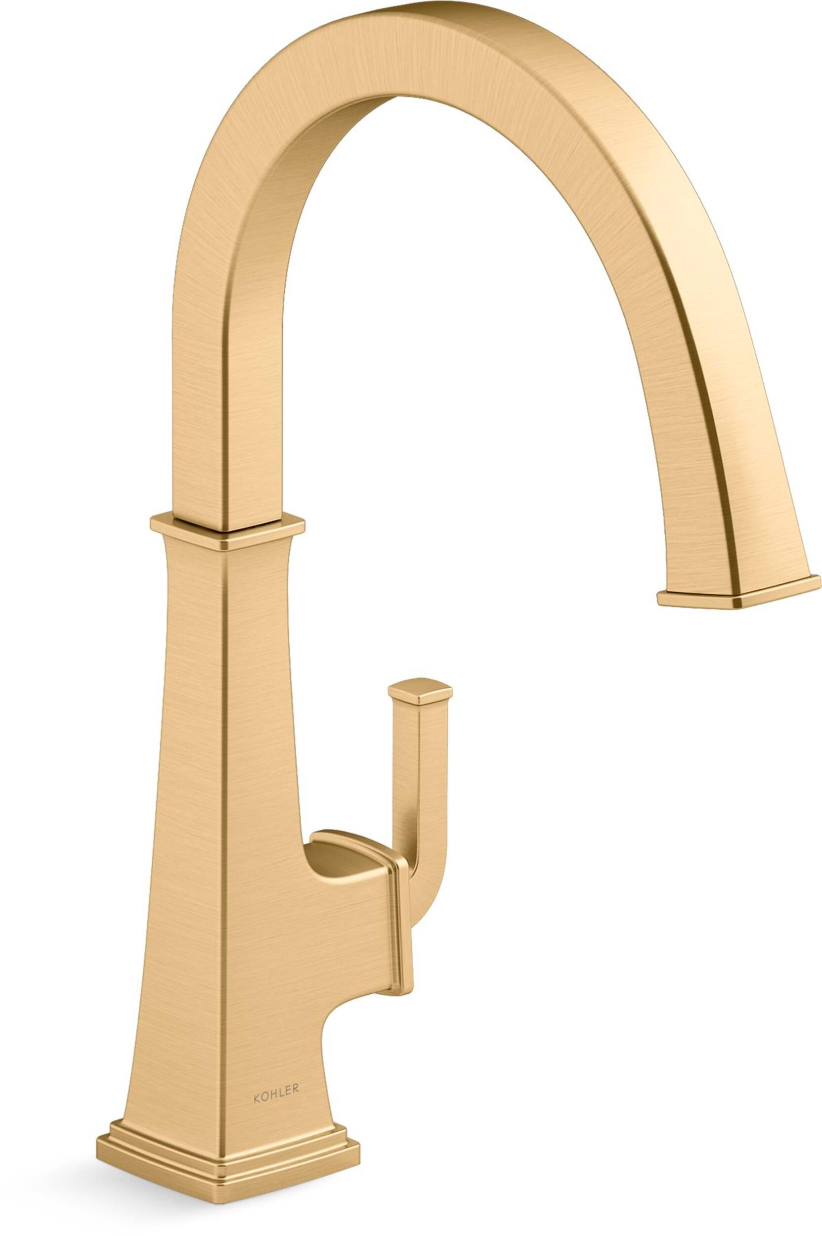 Kohler Riff™ Single Handle Bar Sink Faucet, Vibrant Brushed Moderne Brass Front_Three_Fourths_Angled_Right