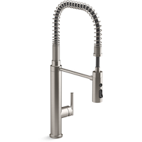 Kohler Purist® Single Handle Semi Professional Kitchen Sink Faucet, Vibrant Stainless Front_Three_Fourths_Angled_Right