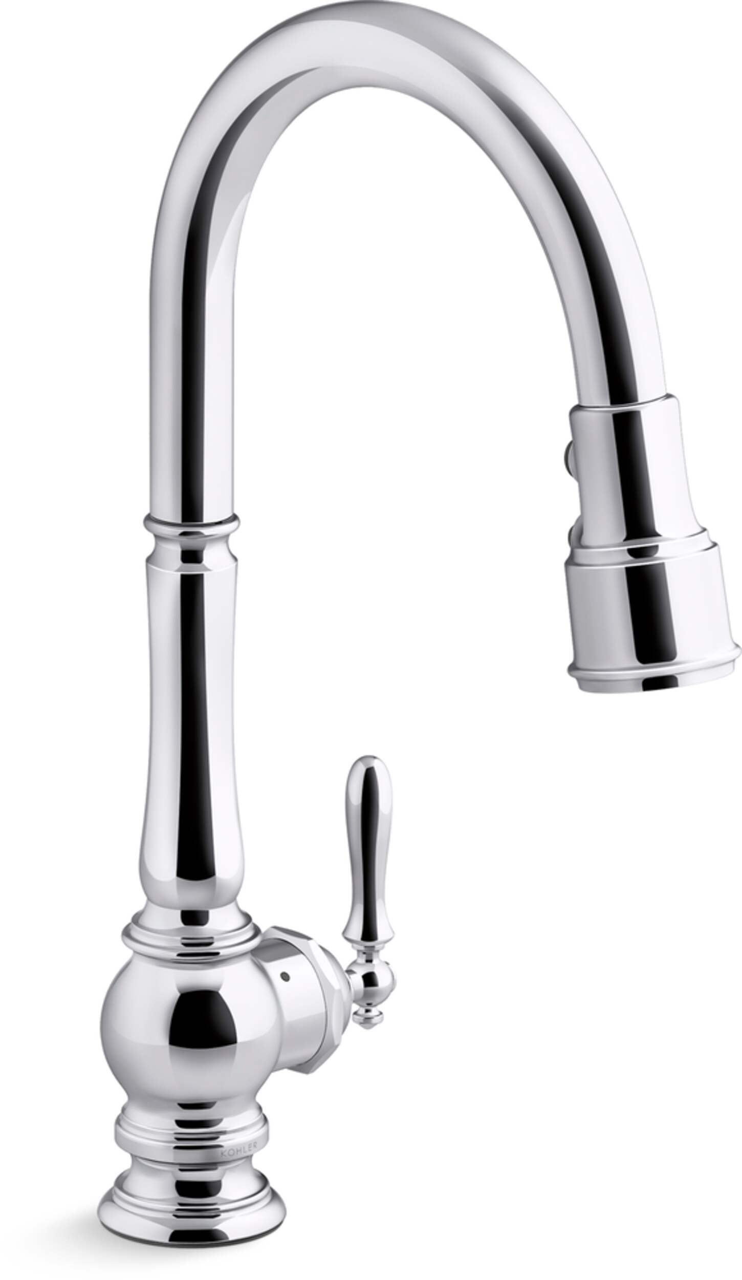 Kohler Artifacts® Kitchen Sink Faucet with KOHLER® Konnect™ and Voice Activated Technology, Polished Chrome Front_Three_Fourths_Angled_Right