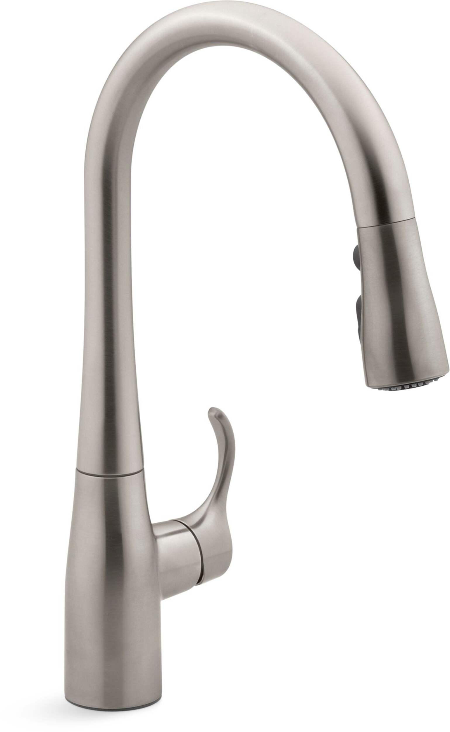 Kohler Simplice® Kitchen Sink Faucet with 15-3/8" Pull Down Spout, Vibrant Stainless Front_Three_Fourths_Angled_Right