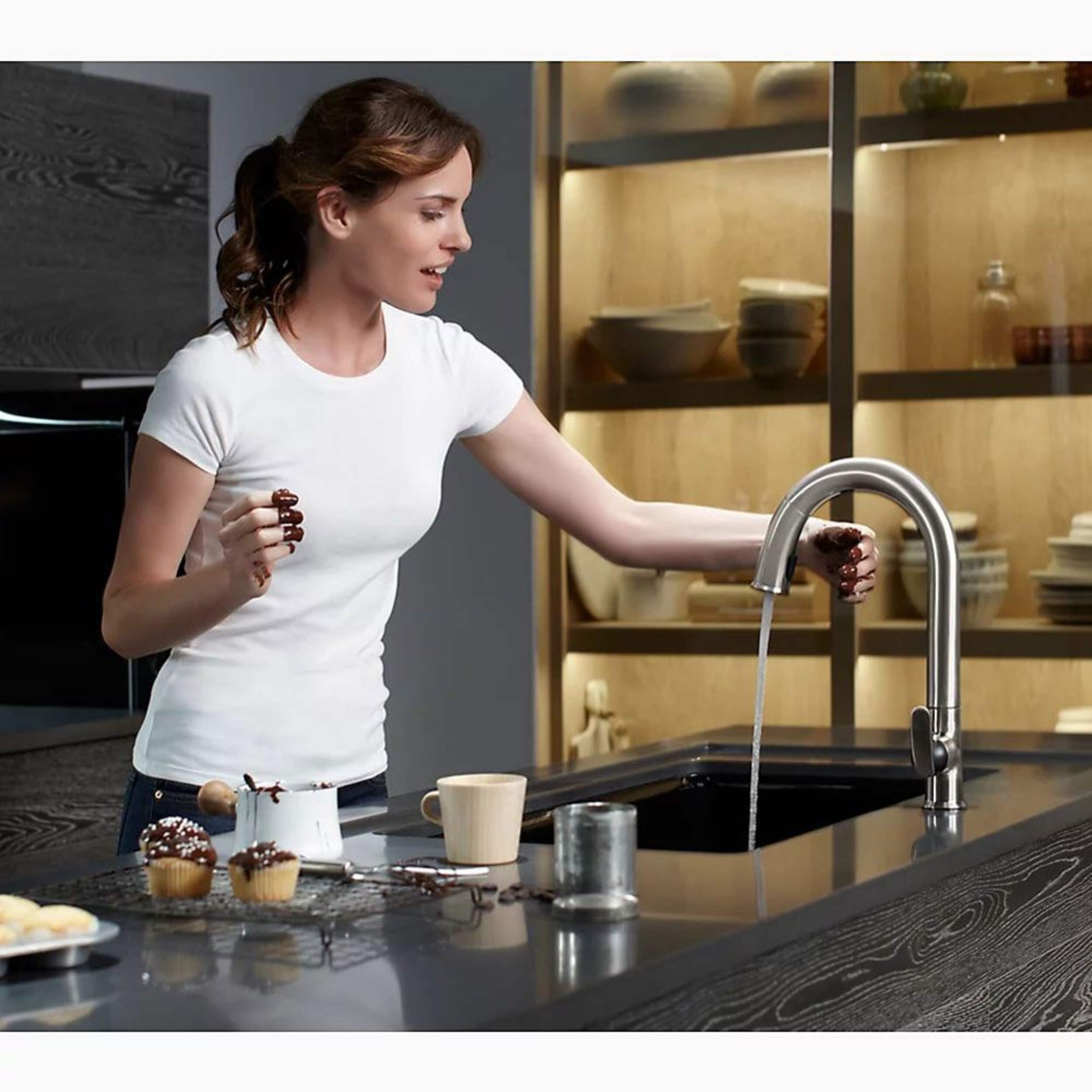 Kohler Sensate™ Touchless Kitchen Faucet with Black Accents, 151/2