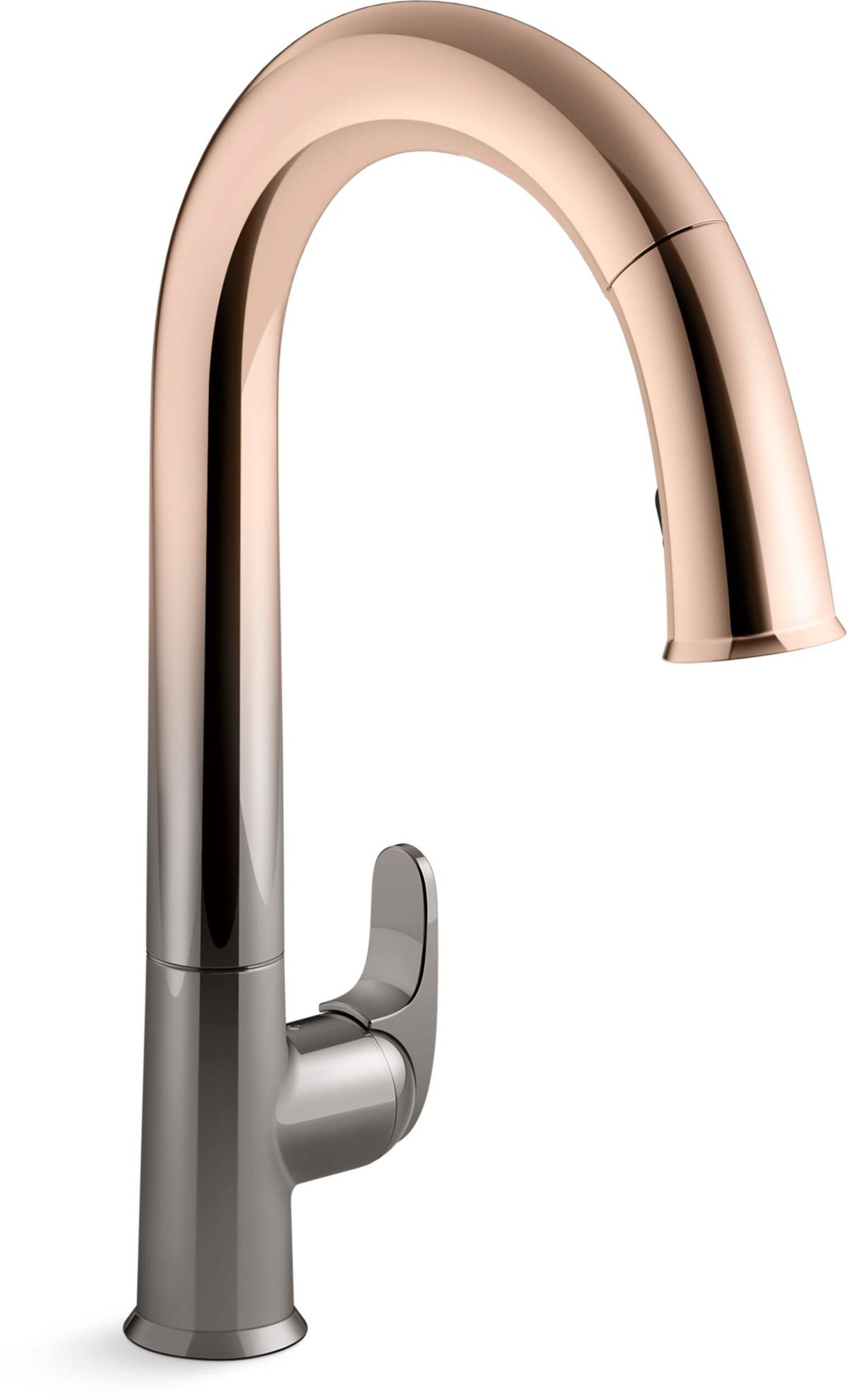 Kohler Sensate® Kitchen Faucet with KOHLER® Konnect™ and Voice Activated Technology, Vibrant Ombre Titanium/Rose Gold Front_Three_Fourths_Angled_Right