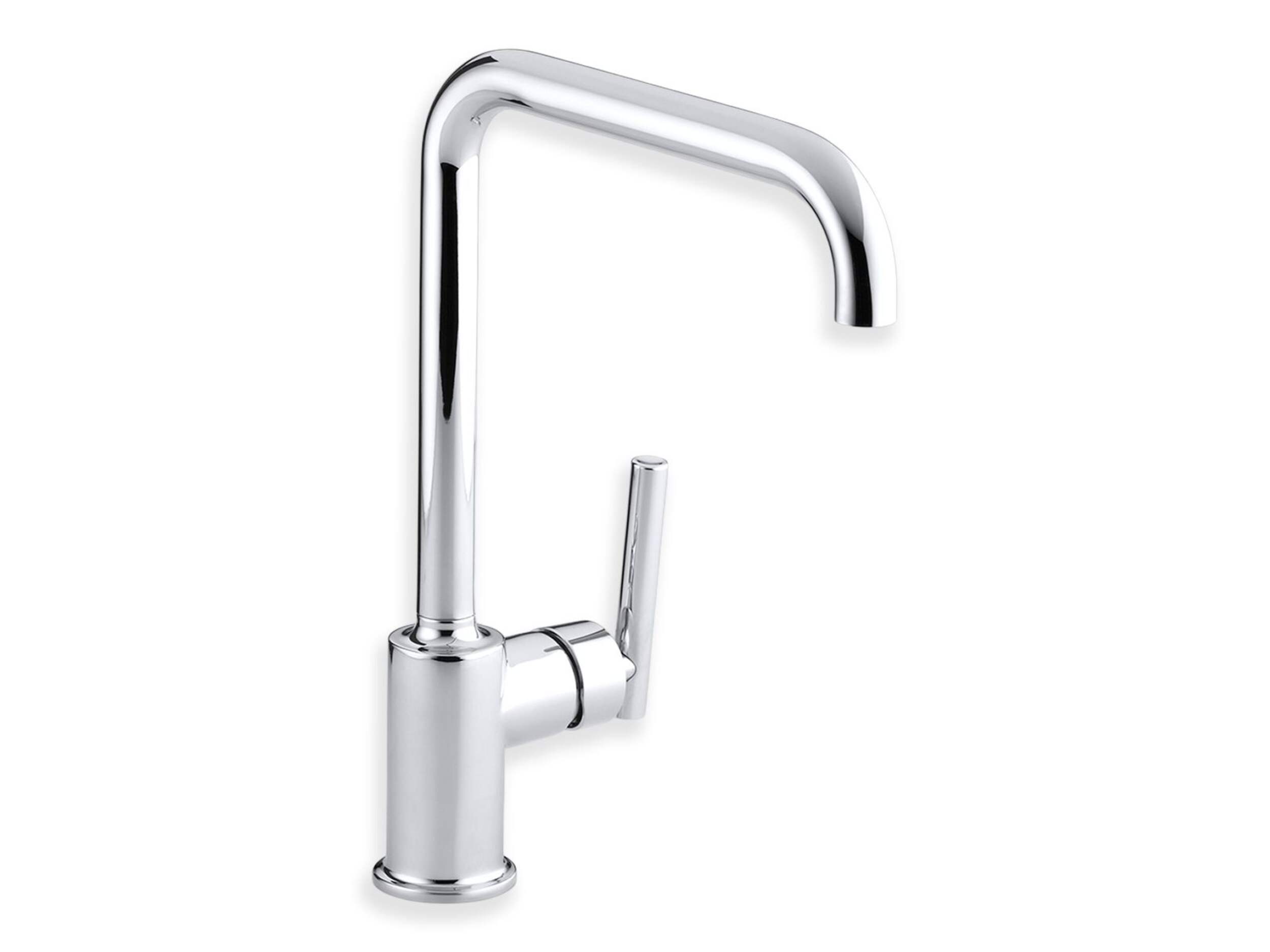 Kohler Purist® Single Hole Kitchen Sink Faucet with 8" Spout, Polished Chrome Front_Three_Fourths_Angled_Right