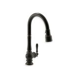 Kohler Artifacts<sup>MD</sup> Robinet de cuisine à trou unique avec bec extractible de 17 5/8 po, poignée à levier, bronze huilé Front_Three_Fourths_Angled_Right