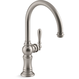 Kohler Artifacts® Single Hole Kitchen Sink Faucet with 14-11/16" Swing Spout, Two Function Side Spray, Vibrant Stainless Front_Three_Fourths_Angled_Right