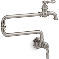 Kohler Artifacts® Single Hole Wall Mount Pot Filler Kitchen Sink Faucet with 22" Extended Spout, Vibrant Stainless Front_Three_Fourths_Angled_Right