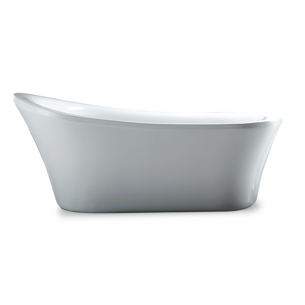 OVE Rachel Freestanding Reversible Slipper Bathtub Combo with Athena Bath Faucet, Acrylic White