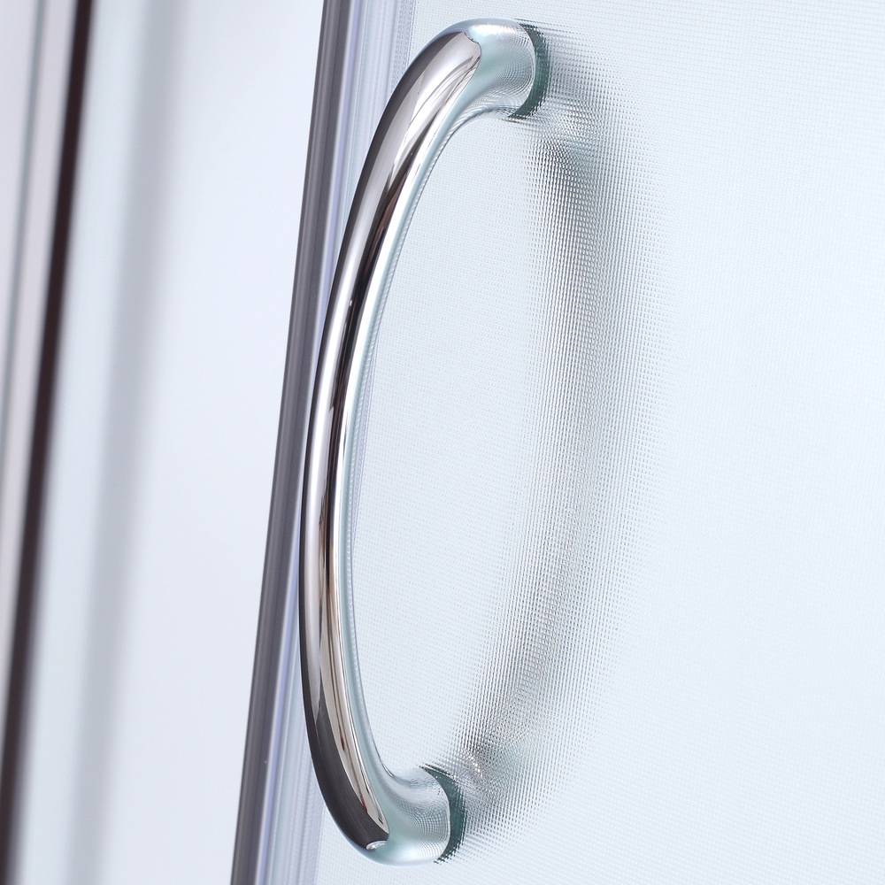 OVE Breeze Round Corner Shower Set with Clear Glass Panels, Wall Panels