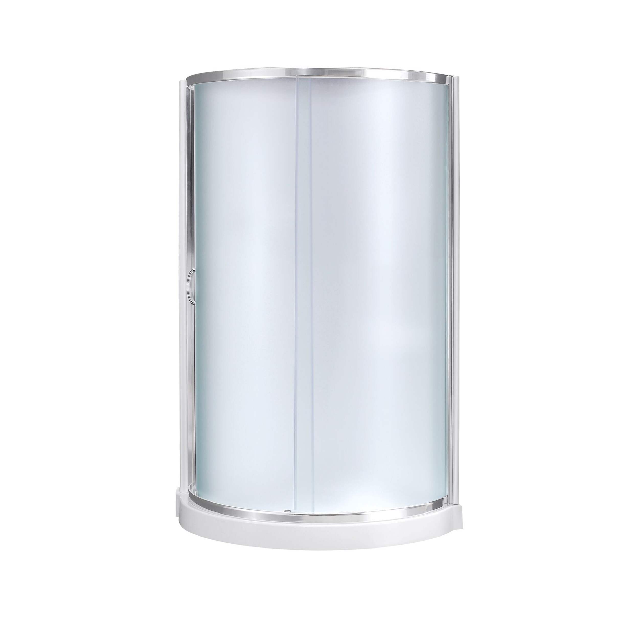 OVE Breeze Round Corner Shower Set with Clear Glass Panels, Wall Panels & Shower Base, Chrome, 34 x 34 x 78-in Front_Flat