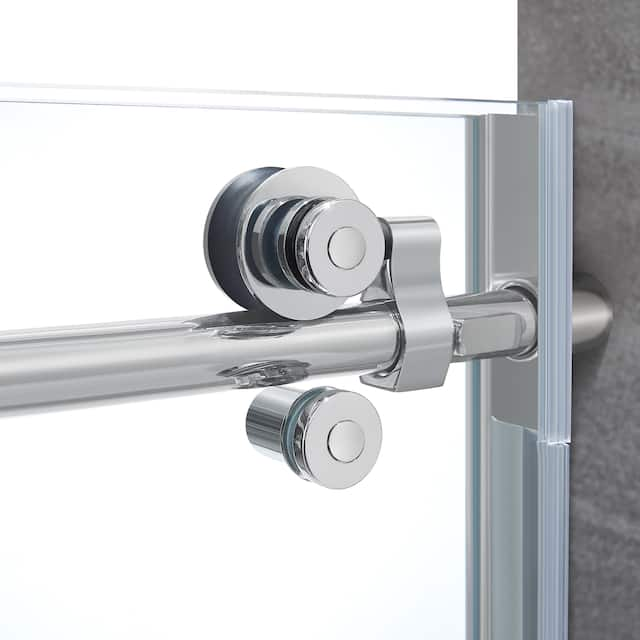 OVE Mila Shower Door Enclosure with 8-mm Thick Clear Glass, Chrome, 48 ...