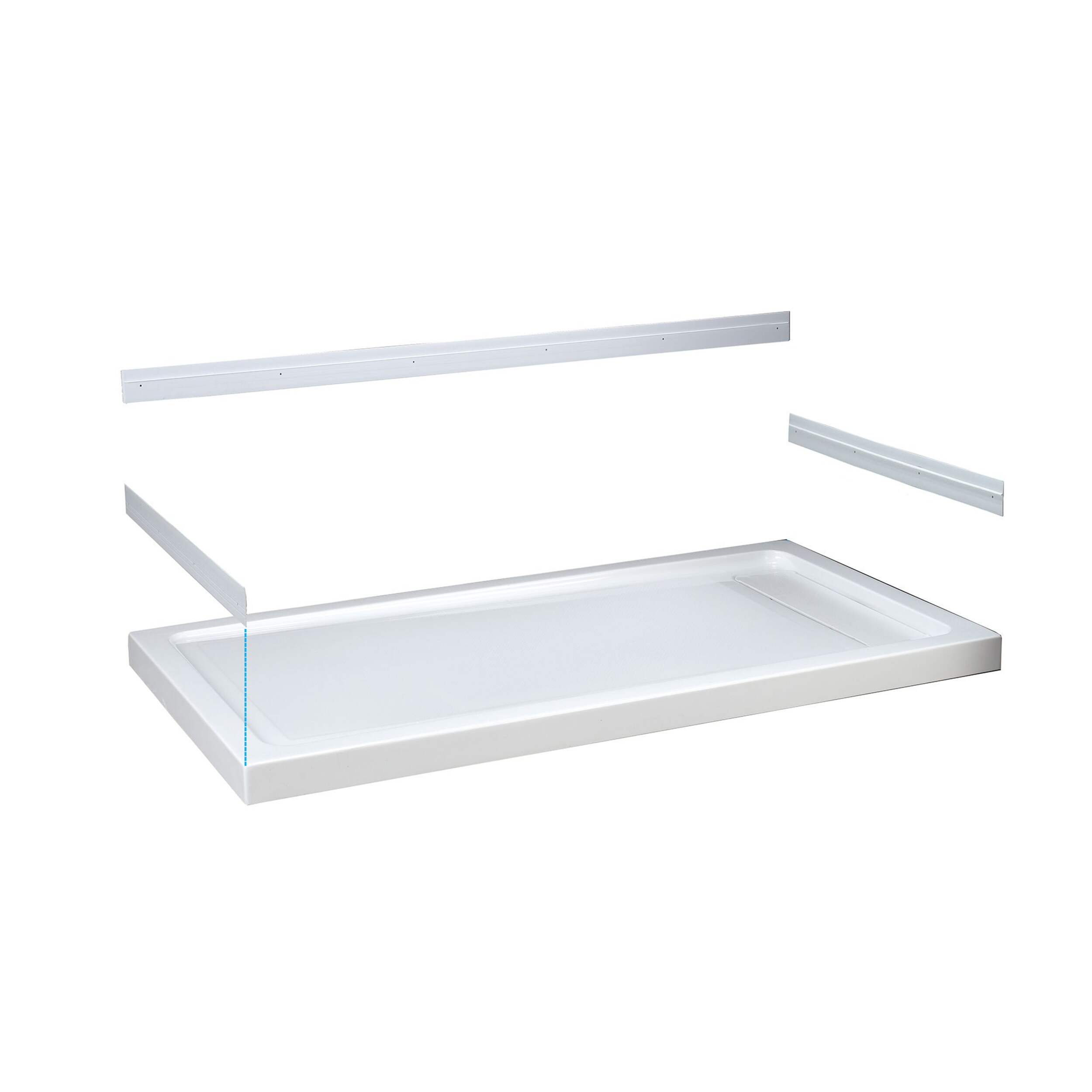 Base de douche OVE Erika avec plat rectangulaire, blanc, 60 x 32 x 2,8 po Front_Angled_Right