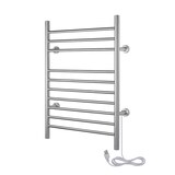 WarmlyYours Infinity Electric Towel Warmer, Brushed Stainless Steel, 10-Bars Front_Three_Fourths_Angled_Left
