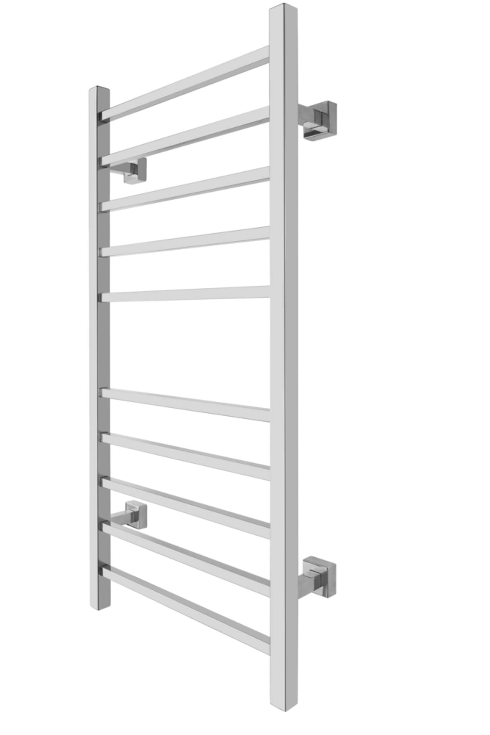 WarmlyYours Metropolitan Electric Towel Warmer, Polished Stainless Steel, 10-Bars Front_Three_Fourths_Angled_Left