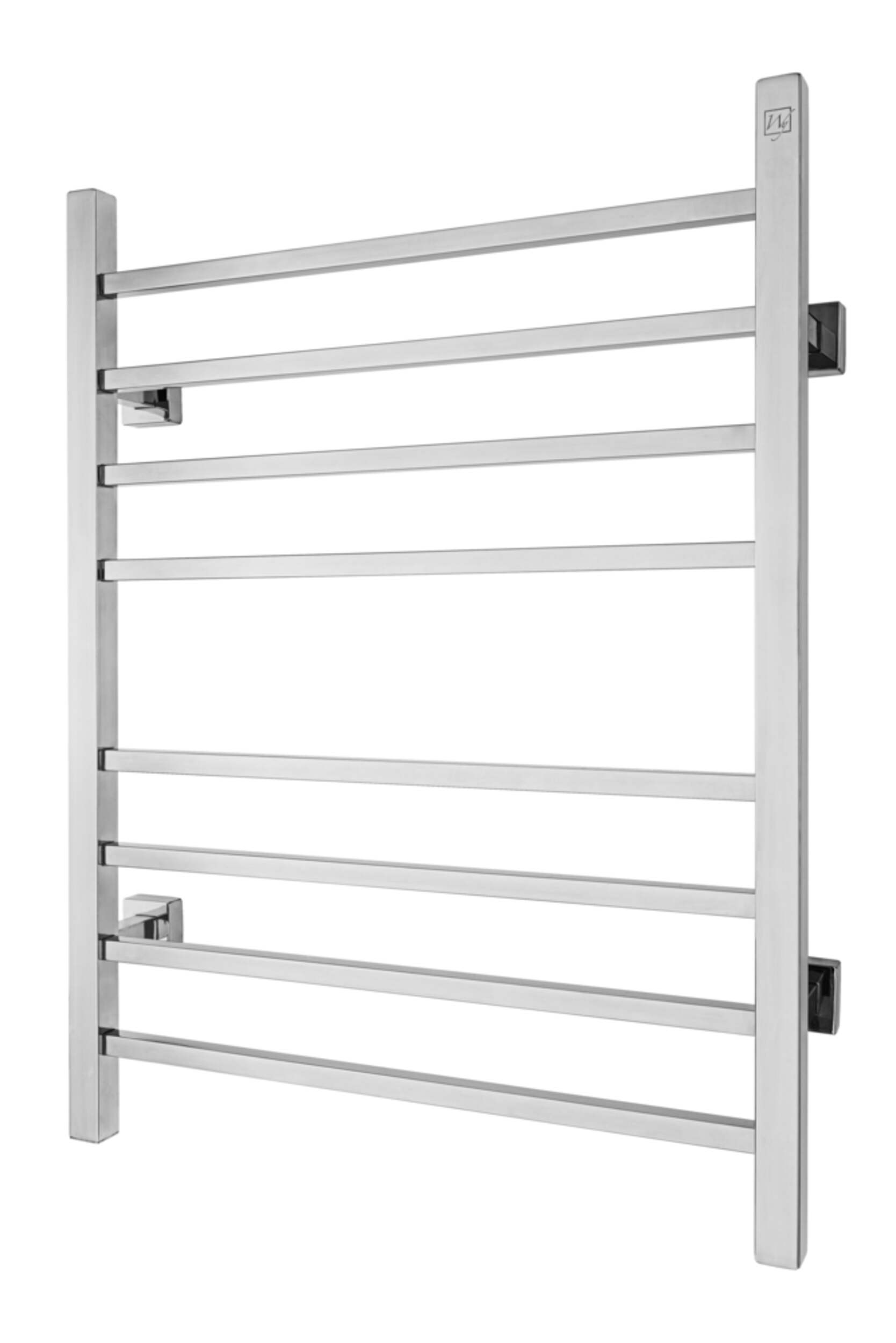 WarmlyYours Sierra Electric Towel Warmer, Polished Stainless Steel, 8-Bars Front_Three_Fourths_Angled_Left