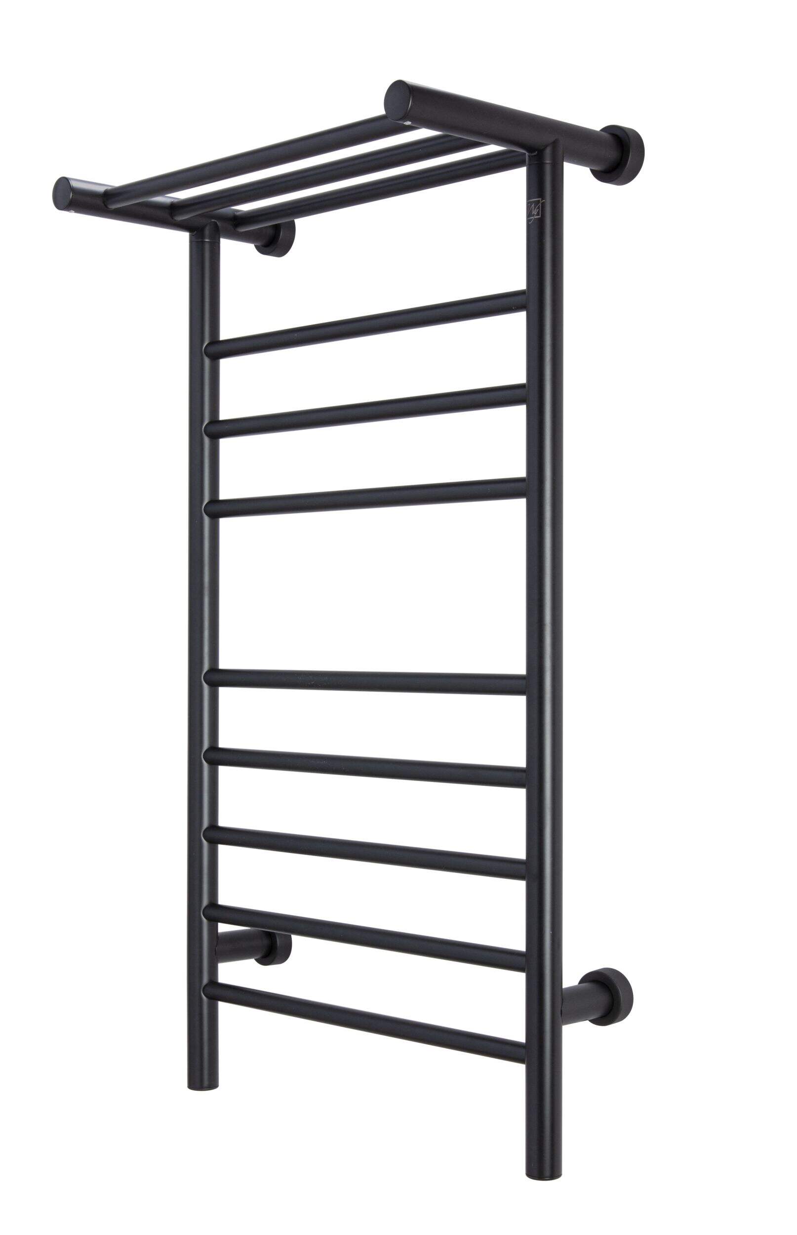 WarmlyYours Summit Electric Towel Warmer, Black, 8-Bars Front_Three_Fourths_Angled_Left