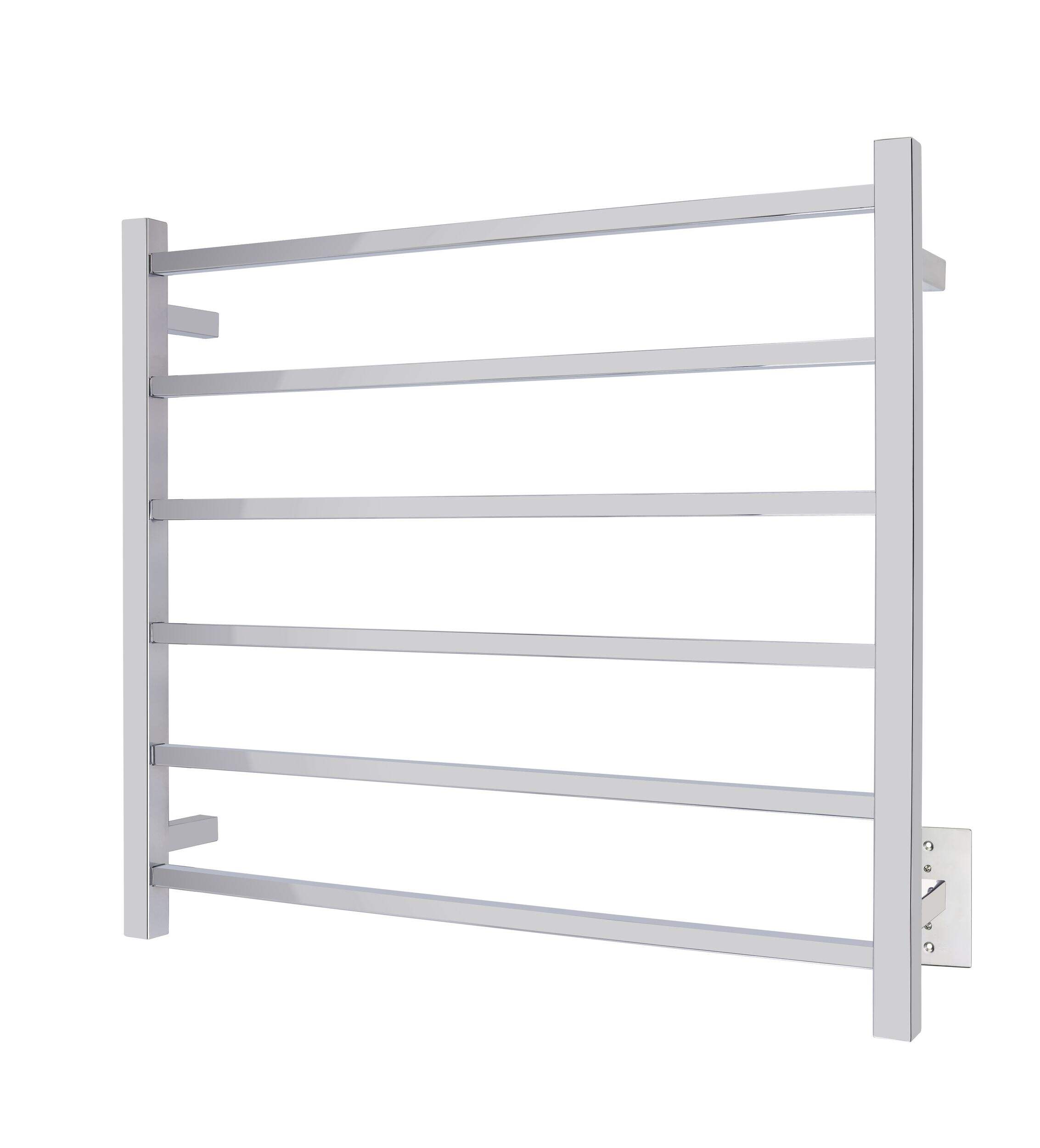 WarmlyYours Tahoe Electric Towel Warmer, Polished Stainless Steel, 6-Bars Front_Three_Fourths_Angled_Left