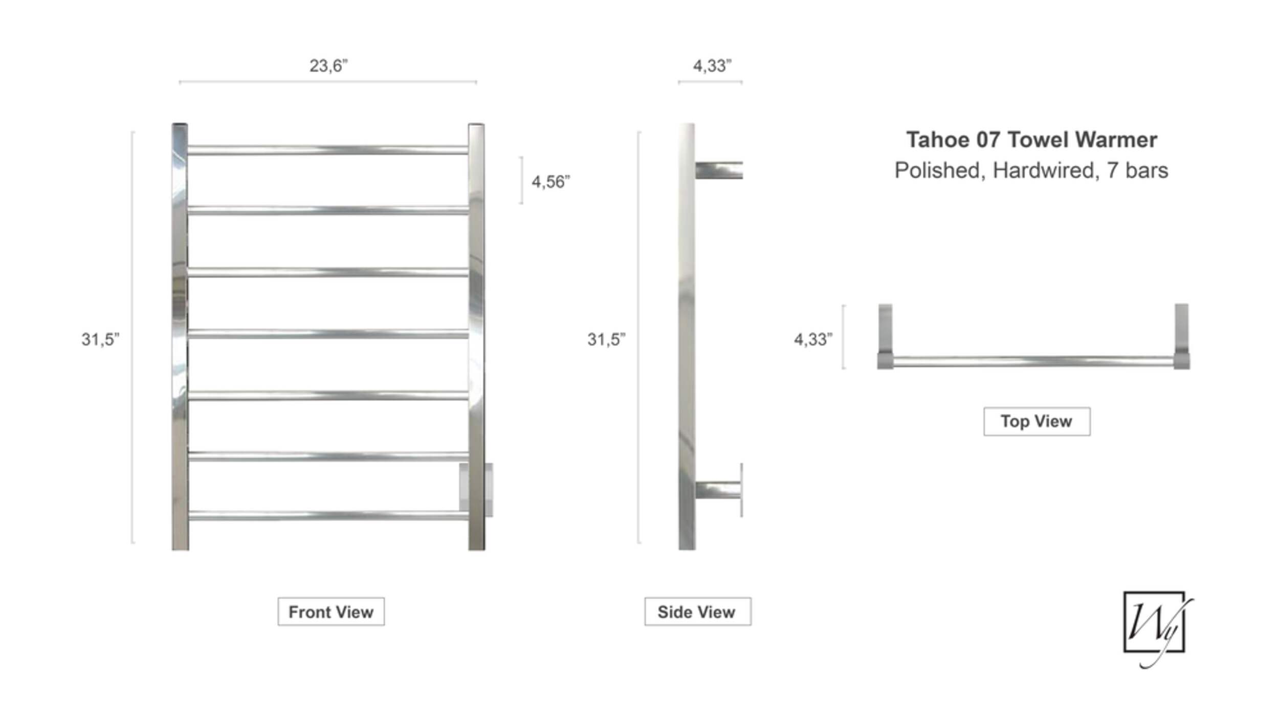WarmlyYours Tahoe Electric Towel Warmer, Polished Stainless Steel, 7