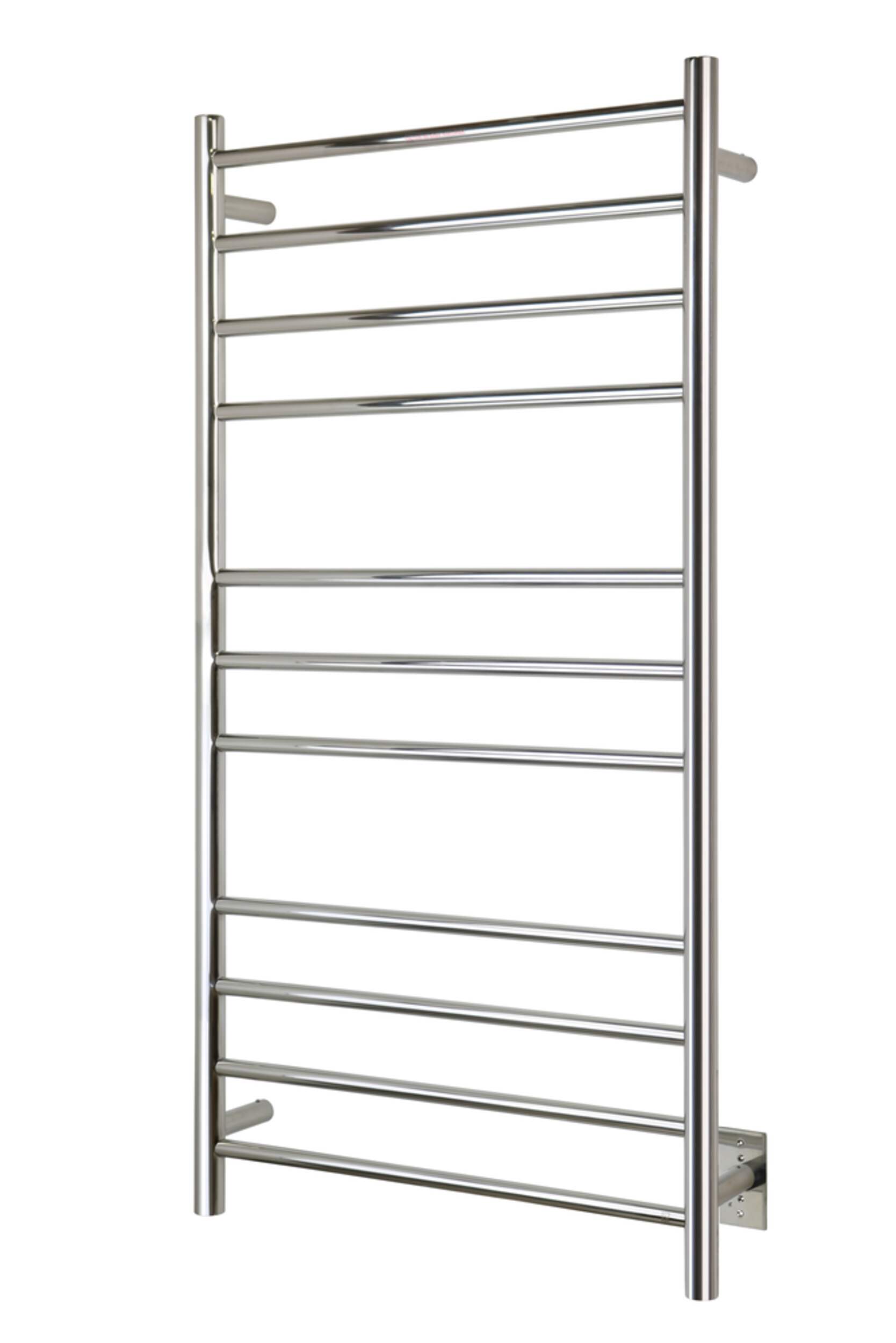 WarmlyYours Ontario XL Electric Towel Warmer, Polished Stainless Steel, 11-Bars Front_Three_Fourths_Angled_Left