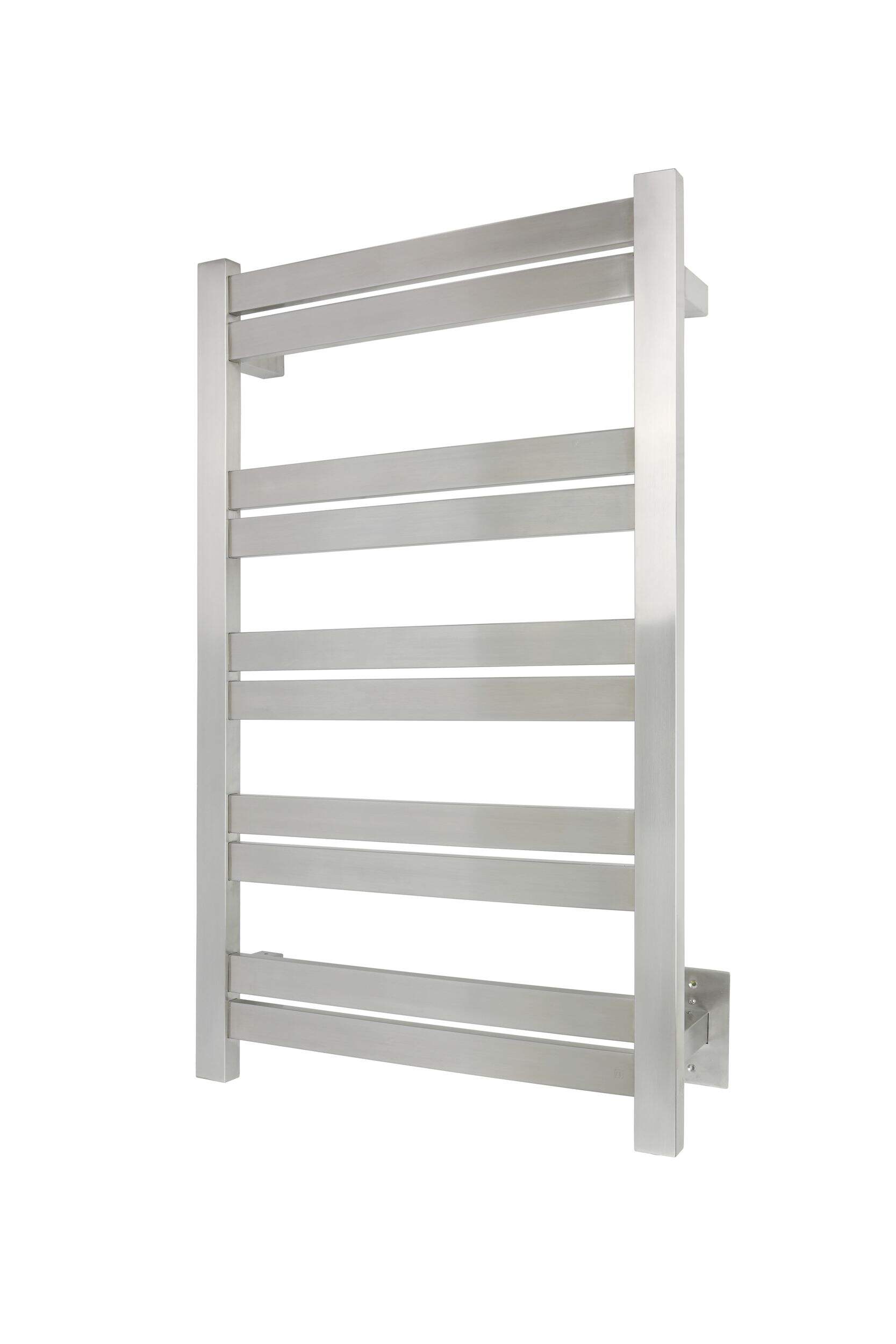 WarmlyYours Grande Electric Towel Warmer, Brushed Stainless Steel, 10-Bars Front_Three_Fourths_Angled_Left