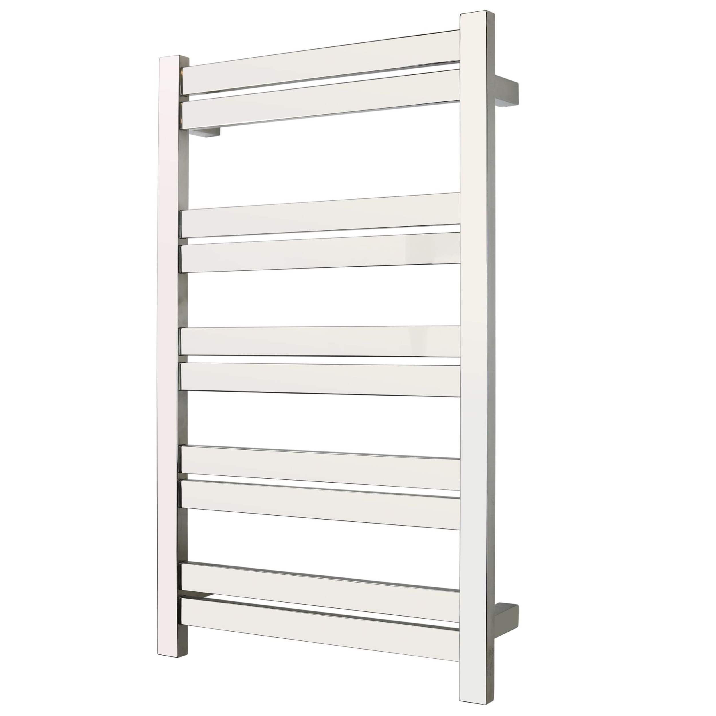 WarmlyYours Grande Towel Warmer, Polished Stainless Steel, 10-Bars Front_Three_Fourths_Angled_Left