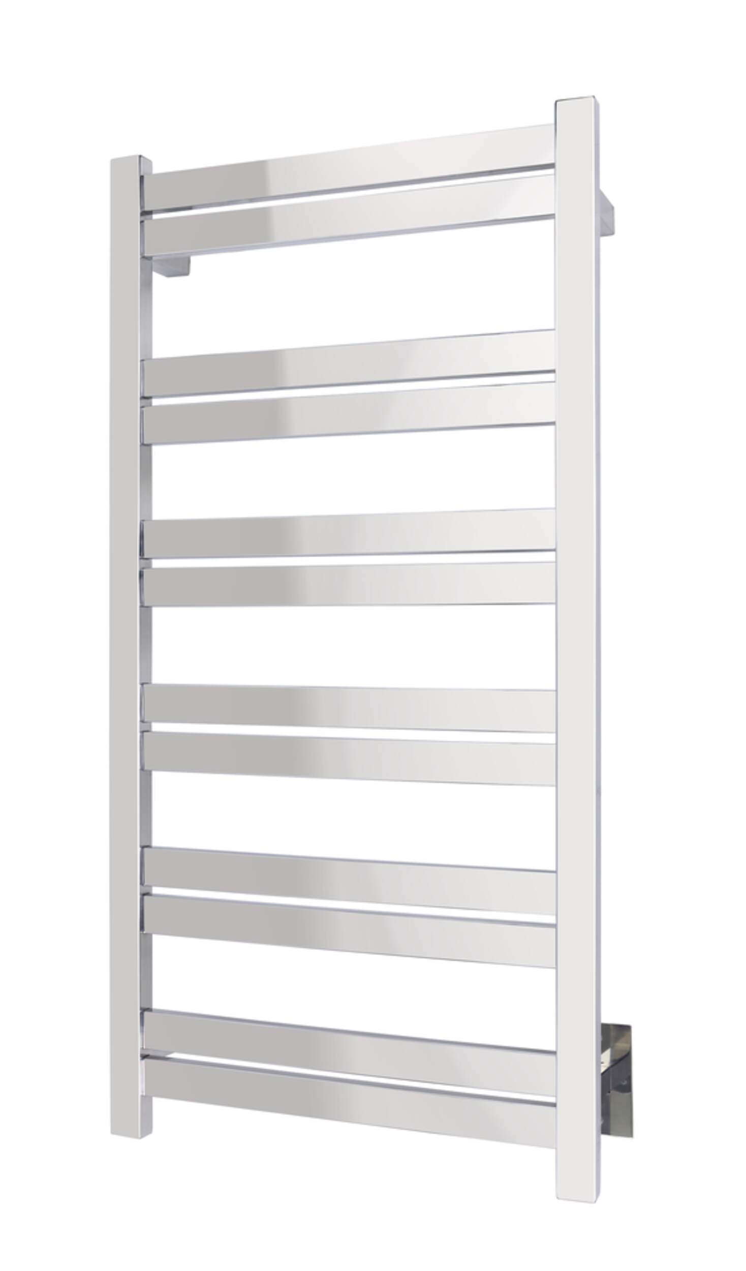 WarmlyYours Grande Towel Warmer, Polished Stainless Steel, 12-Bars Front_Three_Fourths_Angled_Left