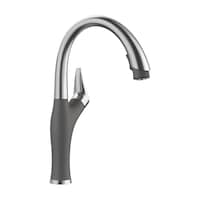 Robinet de cuisine rétractable à jet double Blanco Artona, acier PVD/cendre Front_Three_Fourths_Angled_Right