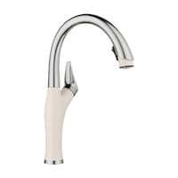 Robinet de cuisine rétractable à jet double Blanco Artona, acier PVD/blanc doux Front_Three_Fourths_Angled_Right