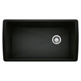 Évier de cuisine sous comptoir Blando Diamond SILGRANIT Super Single, 33 po, noir charbon Overhead_Flat
