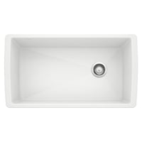 Évier de cuisine sous comptoir Blando Diamond SILGRANIT Super Single, 33 po, blanc Overhead_Flat