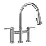 Robinet à traverse rétractable à jet double Blanco Empressa, acier PVD Front_Three_Fourths_Angled_Right