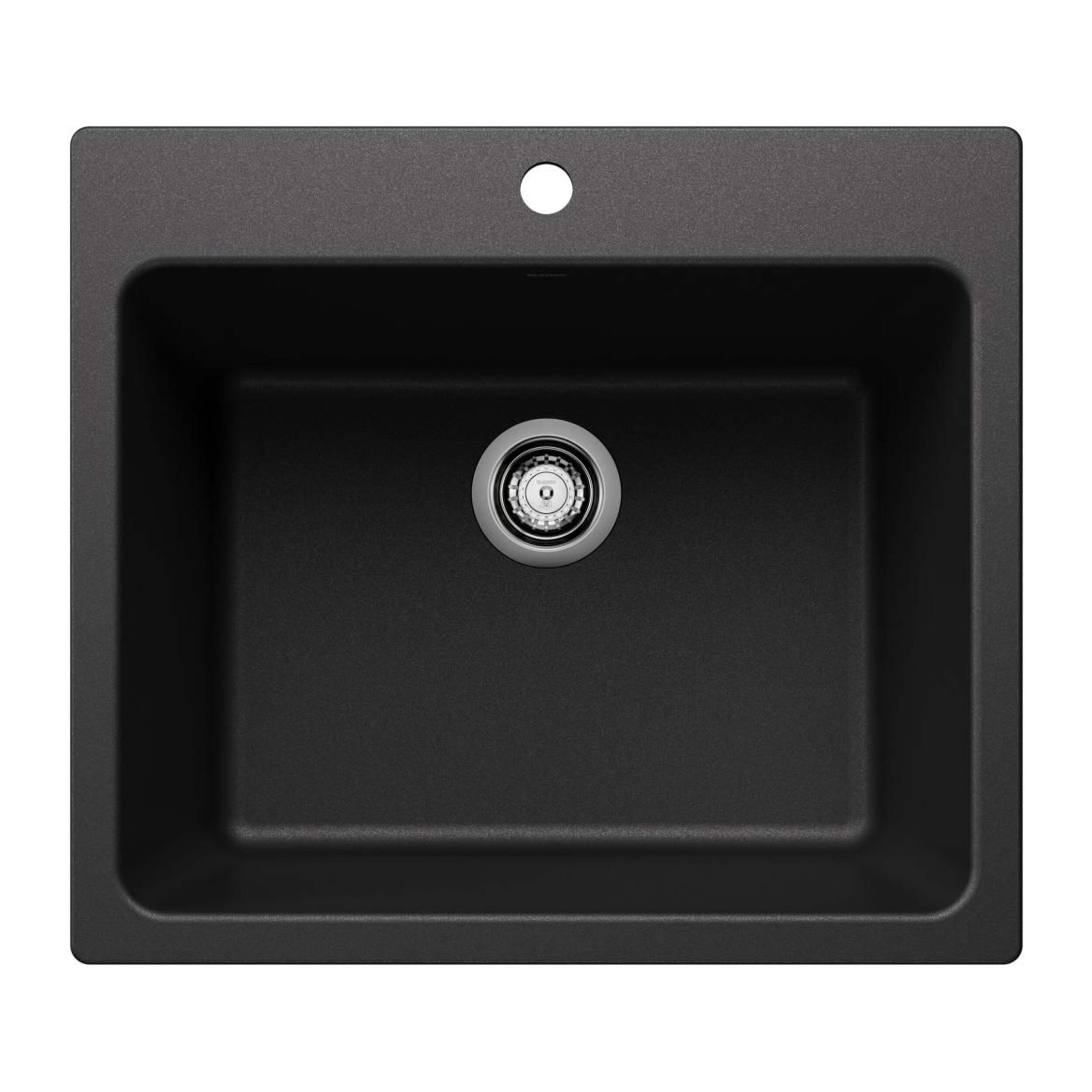 Cuve de lavage à double montage et cuve simple Blanco Liven SILGRANIT, 25 po, anthracite Overhead_Flat