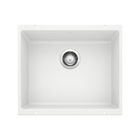 Blanco Precis SILGRANIT 21-in Single Bowl Undermount Kitchen Sink, White Overhead_Flat