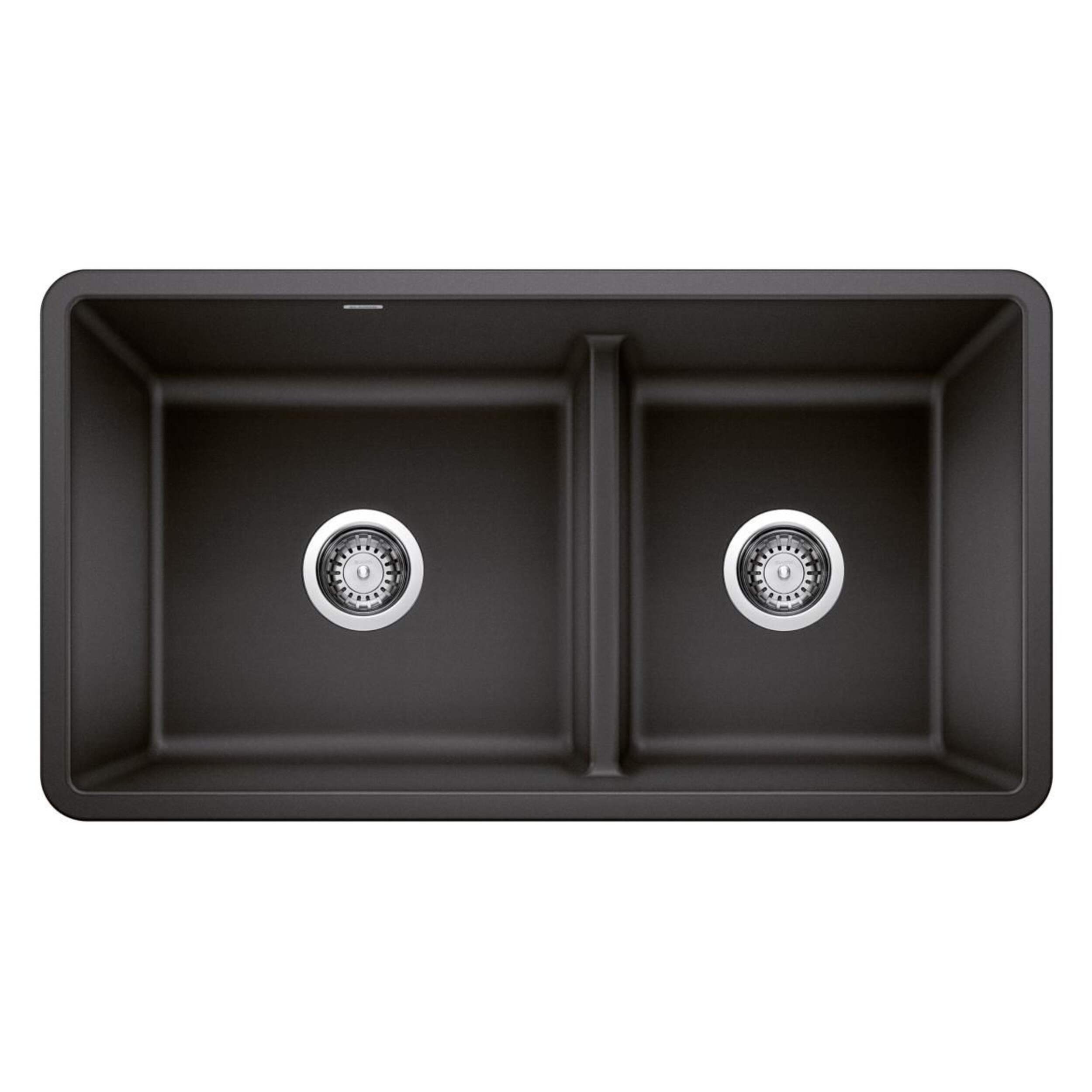 Blanco Precis SILGRANIT 33-in 60/40 Reversible Double Bowl Undermount Kitchen Sink with Low Divide, Anthracite Overhead_Flat