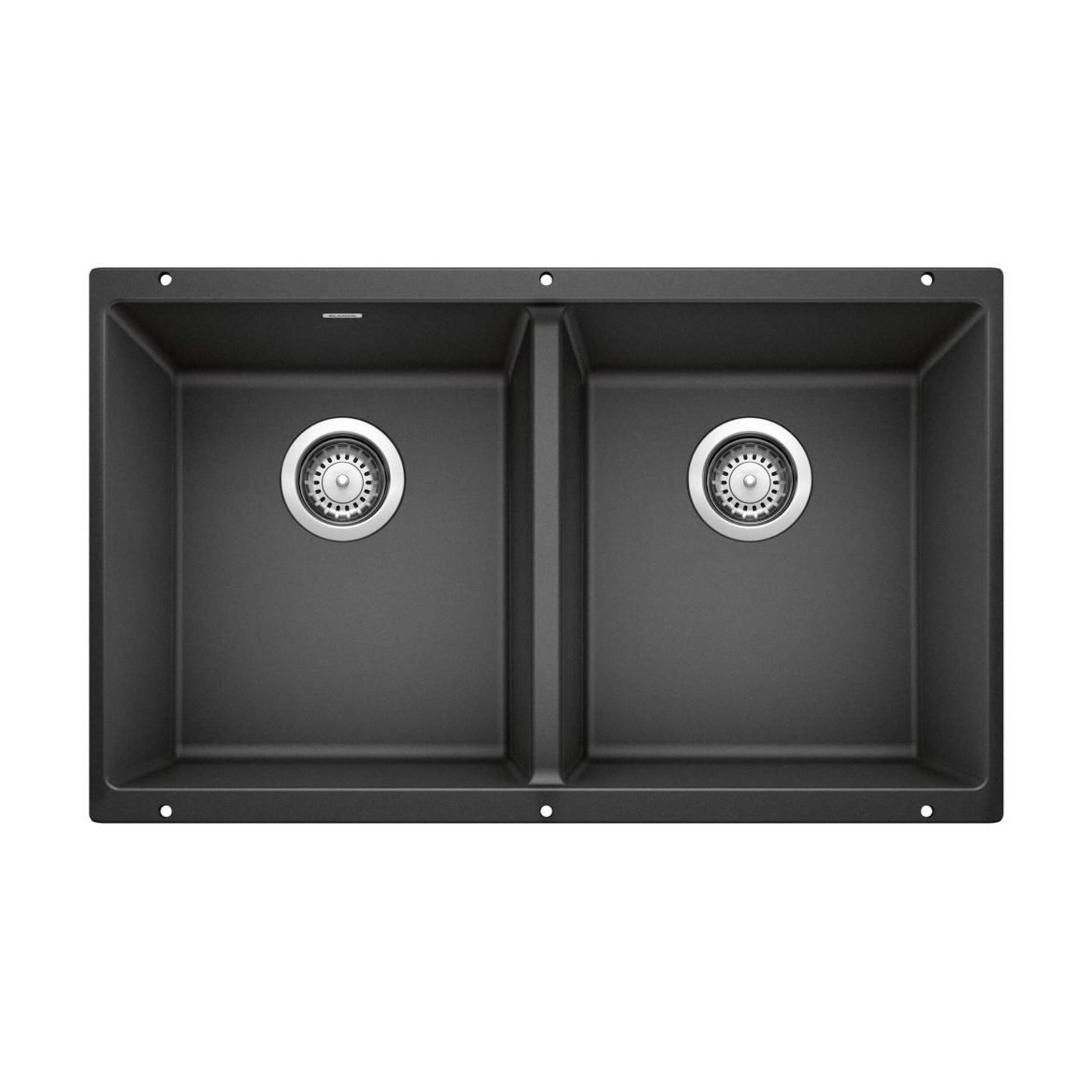 Blanco Precis SILGRANIT 29-in 50/50 Double Bowl Undermount Kitchen Sink, Anthracite Overhead_Flat