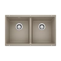 Blanco Precis SILGRANIT 29-in 50/50 Double Bowl Undermount Kitchen Sink, Truffle