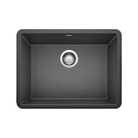 Blanco Precis SILGRANIT 24-in Single Bowl Undermount Kitchen Sink, Anthracite Overhead_Flat
