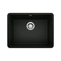 Blanco Precis SILGRANIT 24-in Single Bowl Undermount Kitchen Sink, Coal Black Overhead_Flat