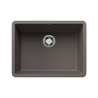 Blanco Precis SILGRANIT 24-in Single Bowl Undermount Kitchen Sink, Volcano Grey Overhead_Flat