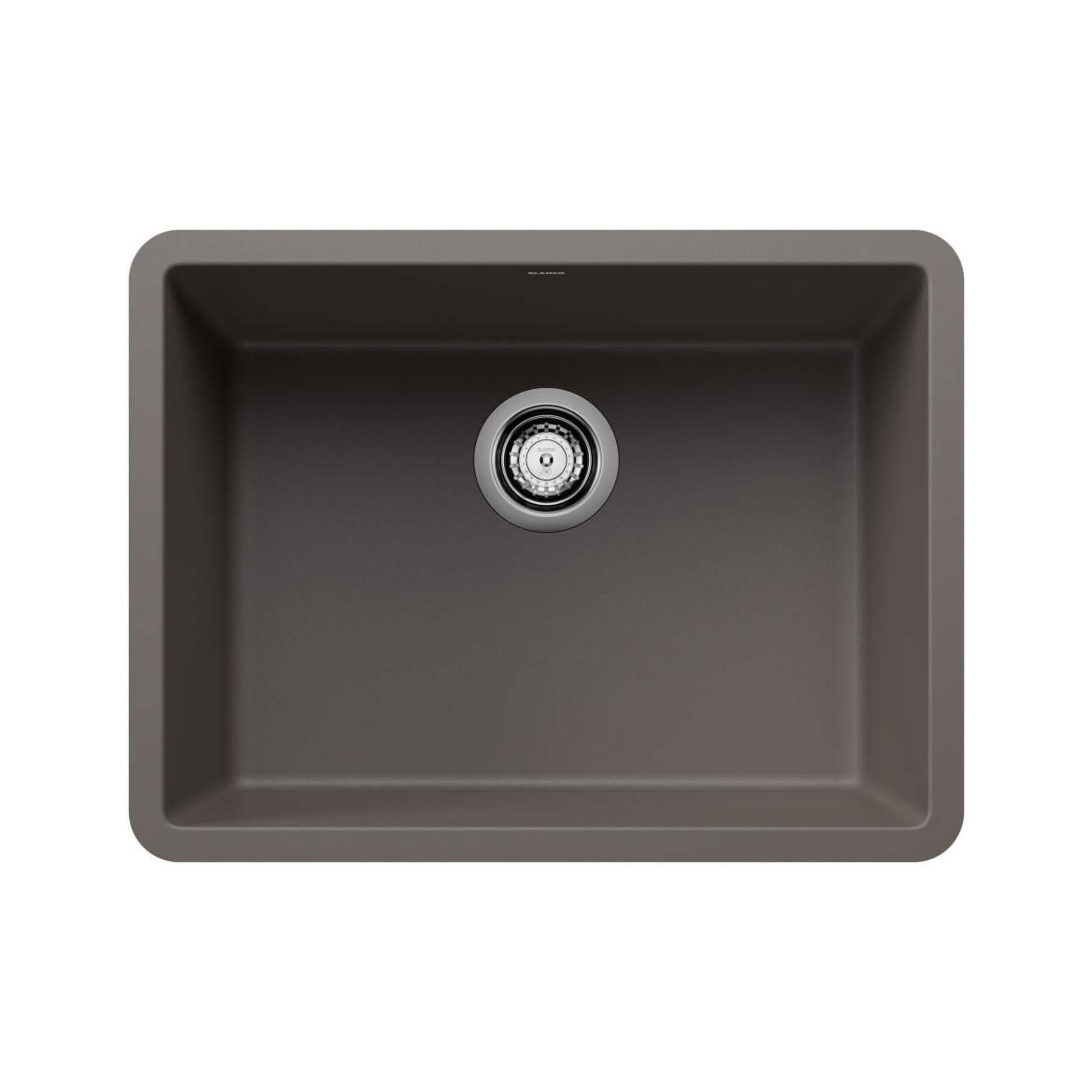 Blanco Precis SILGRANIT 24-in Single Bowl Undermount Kitchen Sink, Volcano Grey Overhead_Flat